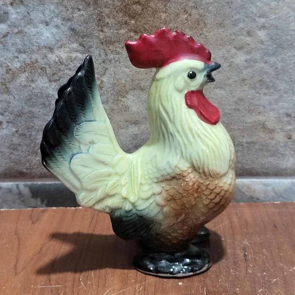 Vintage Ceramic Chicken Rooster Single Salt Pepper Shaker